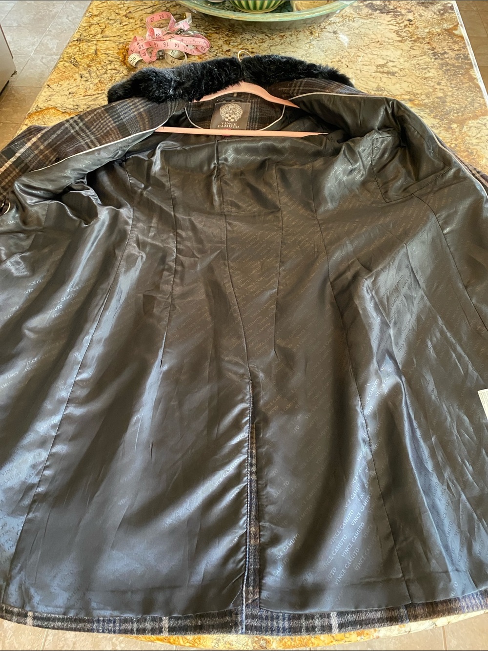 VINCE CAMUTO Double Breasted Plaid Coat - Picture 6 of 11